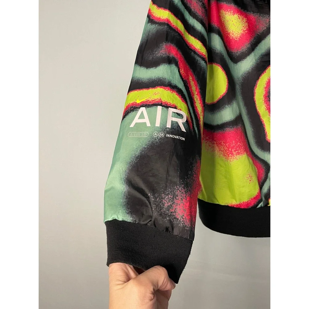 Nike Kids Windbreaker Jacket Black‎ Multi Color Abstract Print Size M